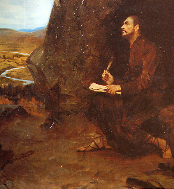 Ignatius writing the Spiritual Exercises at Manresa