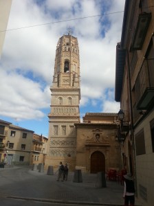 Church spire in a small town called Utebo