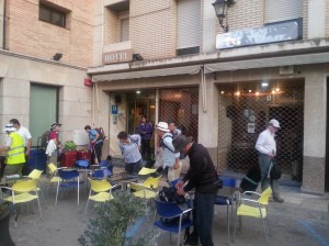 Leaving our hotel in Alagon