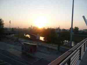 The sun rising over Lleida