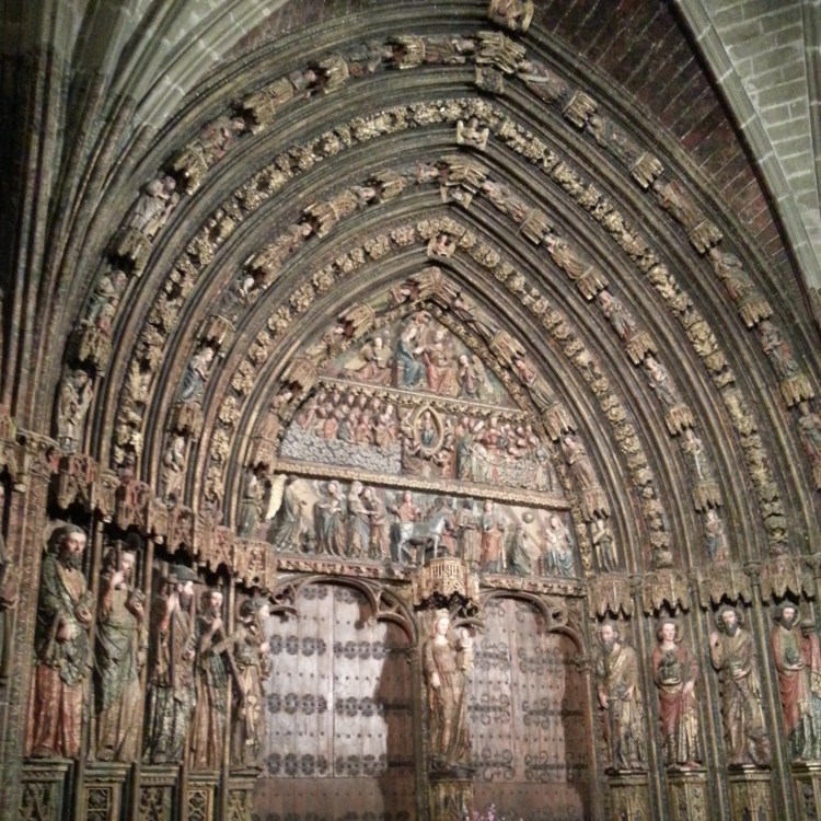The door to a local church