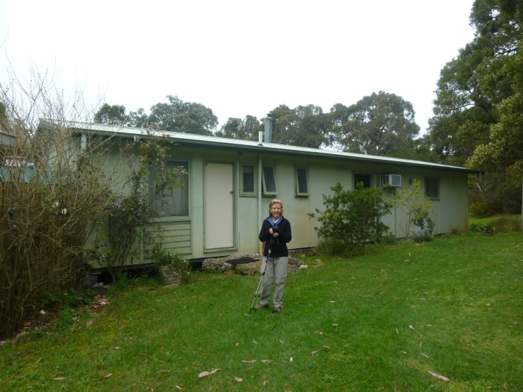 Helen outside the group's accommodation at Bush Haven