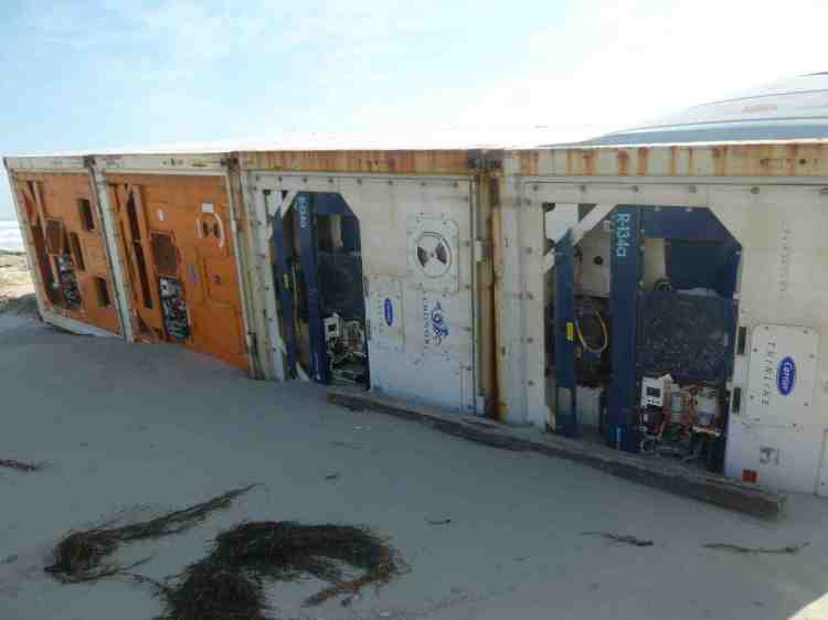 Washed up shipping containers